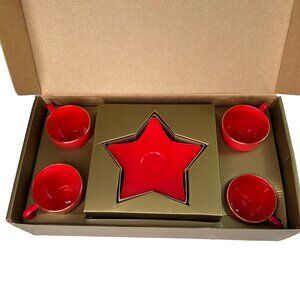 Williams-Sonoma Red Star Cup & Saucer Set Holiday Dessert Espresso Holiday